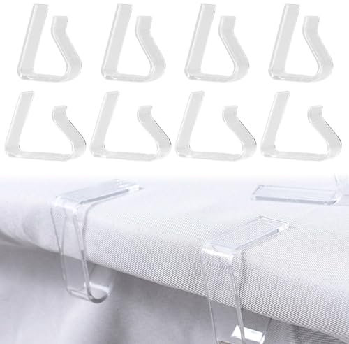 8pcs Table Cloth Clips, Transparent Plastic Tablecloth Clamps, Durable Flexible Tables Cloth Holder Clips, Outdoor Tablecloth Clips, Dining Table Accessories for Family Gatherings Camping (Clear)