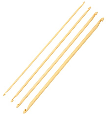 Double Ended Tunisian Crochet Hooks Set, 4PCS Crochet Knitting Hooks 9.4in Long Assorted Size Wooden Crochet Needles Knitting Hooks for for Beginners Sewing