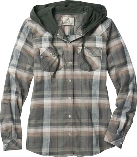 Legendary Whitetails Women's Lumber Jane Hooded Flannel Shirt Button Down Shirt (Pack of 1)