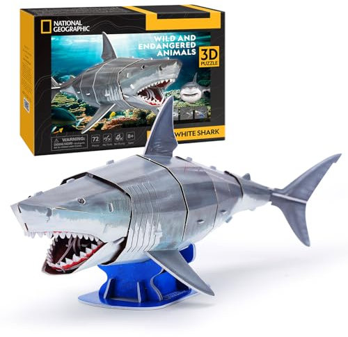 Party Town - White Shark | 3d Puzzle | Model Kits | Puzzles for adults | Puzzles For Kids | craft kit | jigsaw puzzle | model building | model kit | 78 pieces