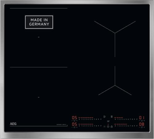 AEG Induktionskochfeld autark 60cm – Made in Germany – 4 Flex-Zonen mit SenseBoil verhindert Überkochen – Bridge (Kombination 2er Zonen) – Powerfunktion – SuperFlat Rahmen – Timer – Touch – TO64IB0FXB