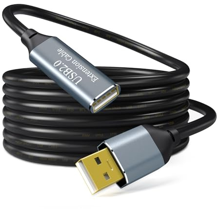 SSS·GRGB aktiv USB-förlängningskabel 5 m, USB 2.0 typ A-kontakt till A-hona, hög hastighet 480 Mbps med 1 förlängningskretsuppsättning signalförstärkare, repeater-kabel-5 m