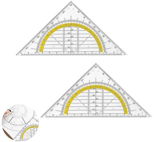2 Stück Geodreieck Grundschule, Geodreieck Mit Griff, Geodreieck Klein, Geodreieck Set, Bruchsicher Und Transparent, Geometriedreieck Kunststoff, Für Schule Und Büro (15 Cm)