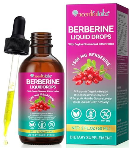 Berberine Supplement Liquid Drops, High Strength Berberine Liquid Drops with Ceylon Cinnamon, Bitter Melon, Immune and Digestive Support, Pineapple Flavor - Vegan & Sugar-Free, 60ml