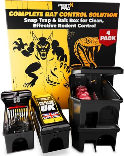 Pest X Pro Rat Control Bundle – Venom Bait Stations 2-Pack & Shadow Trap Box 2-Pack – Safe, Reusable & Pre-Baited Rat Trap Solution for Indoors & Outdoors, Pet & Child Friendly