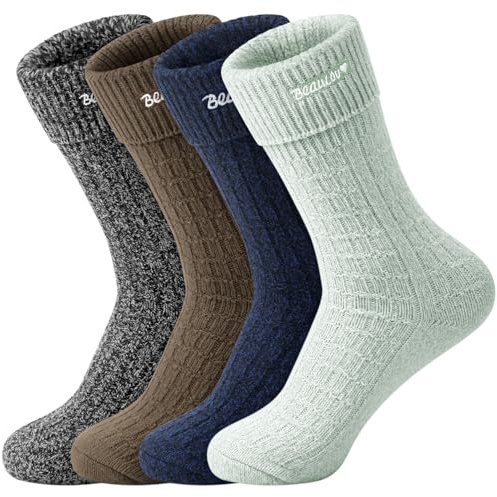 Beaulov Calcetines de Lana Merino Térmicos para Mujer - Gruesos para Invierno y Senderismo al Aire Libre