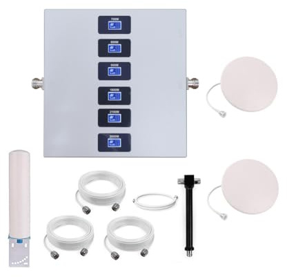 KKBSTR Ripetitore GSM Ripetitore Segnale Cellulare 6 Bande, Migliora il Tuo Segnale 2G/3G/4G/5G, Due Antenne Interne