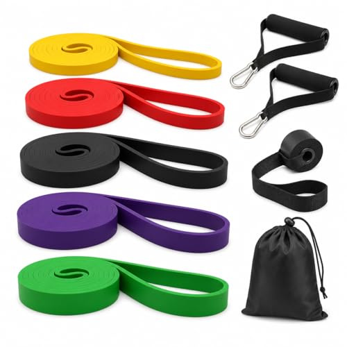Pull Up Resistance Bands – 5 Levels Heavy-Duty Exercise Bands for Muscle Training, Yoga, Calisthenics & Fitness Workouts – Latex/TPE (TPE Rubber)