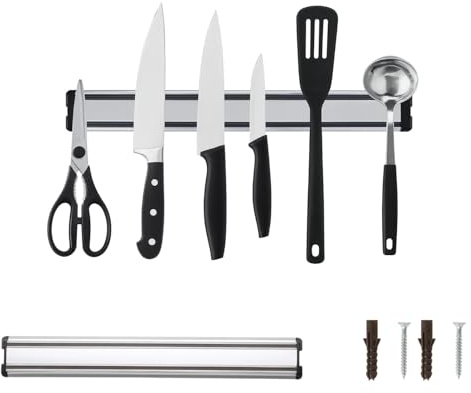 ROKEL Magnetic Knife Holder for Wall – 30cm Stainless Steel Magnetic Knife Strip & Rack – Knives Magnet Bar with Screws – Ideal for Knives Kitchen Utensils Holder & Tools (Stainless Steel-30cm)