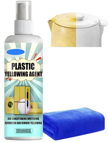 100ml Powerful Yellowing Remover,Heavy Duty Yellow Stain Remover,Plastic Cleaner Spray,Yellowing Remover Fast Acting,for Air Conditioner Toilet Seat Home Appliances Plastic Surface Cleaner,with Cloth
