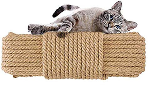 Aoneky Corda di sisal Naturale 6mm/ 8mm/10mm, 10M-100M - Corda di Sisal per Alberi di Gatto, Gatto Graffiare Pad, Decorazione Casa (30 m x 6 mm)