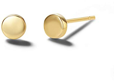 14 Karat 585 Gold Ohrringe Ohrstecker, Mini Runde Ohrringe, Durchmesser 4 mm, Gewicht: 0,4 Gramm…