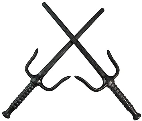 BAY Sai Gabeln Training Kunststoff Gummi biegsam schwarz Kampfkunst Kung Fu Dolch Waffe Kinder Einsteiger Anfänger