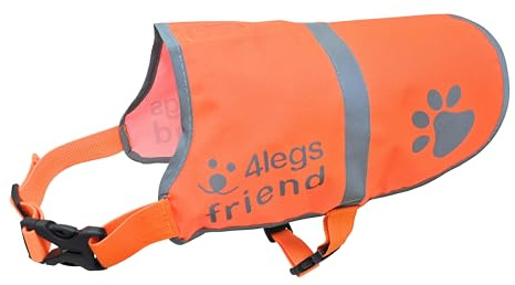 4LegsFriend Safety Reflective Orange Vest - Side Release Buckles, High Visibility to Keep Your Dog Safe from Cars & Hunting Accidents