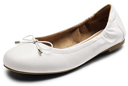 DREAM PAIRS Damen Ballerinas Schuhe Klassische Flache Ballerinas Damen Elegant mit Geschnürte Schleife,Size 41,Weiss,SDFA2310W-E