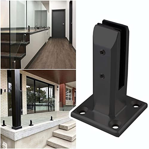 Glas Geländerpfosten Quadratische Balustraden-/Geländerpfostenklemme, Glasgeländersystem für Innenbüros/Außenterrassen/Außentreppen, Metallbalkonzaun-Stützklemme ( Color : Black , Size : Height-16cm(6