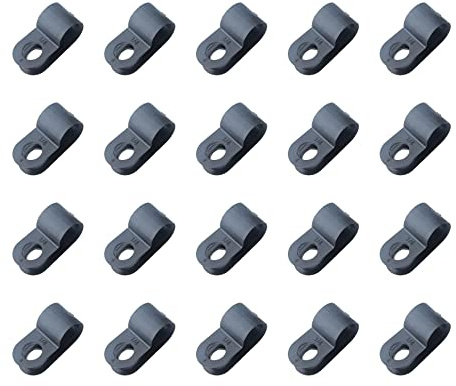 SOWAKA 50 Pcs Cable Clamp Black R Type Nylon Screw Mounting Cable (1/4)
