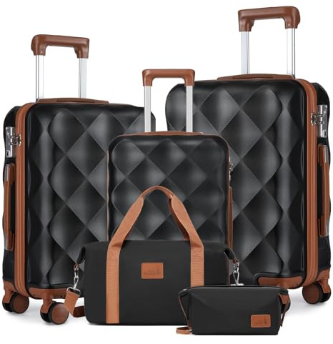Sea Choice resväska i 5 delar ABS-skal resväska set 3 stycken med Ryanair 40 x 20 x 25 kabinväskor