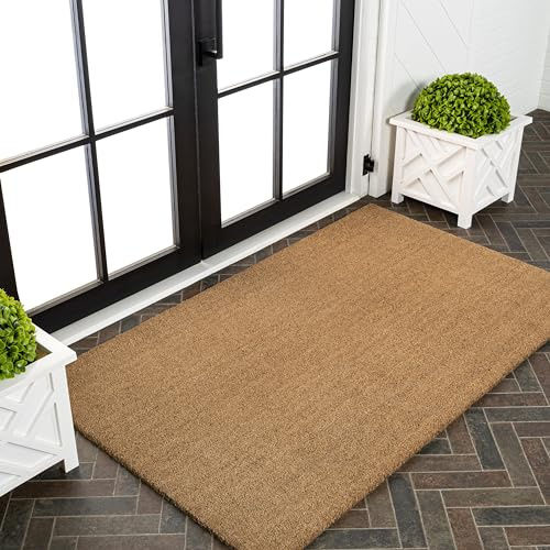 JONATHAN Y CHG100A-3 Peater Classic Casual Commerical Natural Coir Light Brown 3 ft. x 5 ft. Doormat for Entrance, Front Door, Entryway
