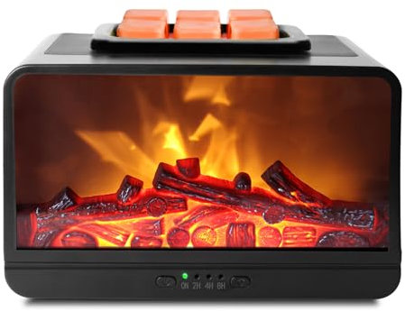 Scaldacera per cera profumata – Scaldacera elettrica 3D a fiamma dinamica, con 4 timer, scaldacera PTC, per decorare la casa, regalo per donne e mamme