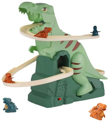 runpeak Montagnes russes pour enfants – Toboggan d'escalier électrique avec deux pistes de course, montagnes russes pour tout-petits avec lumières clignotantes, rampe de cascade verticale et effet