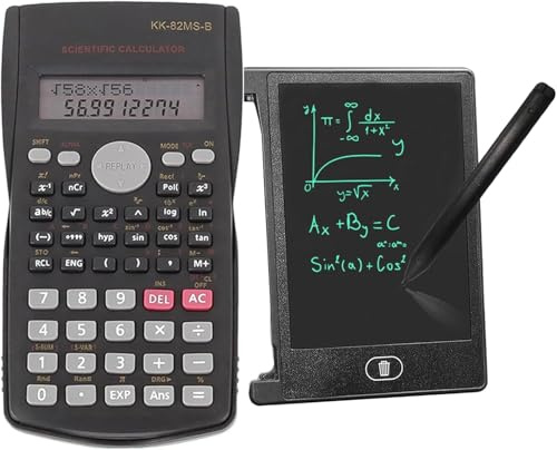 KK-82MS-B/KK-82MS-D Calculatrice scientifique portative pour ingénierie avec clavier inscriptible facile à régler 4,4 pouces LCD, calculatrice portable portable pour bureau, école (Noir)