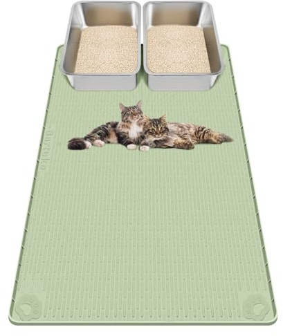 Kalolary Cat Litter Mat, Extra Large Cat Silicone Mat for Scatter Control