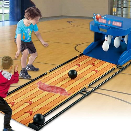 YLANMEI Bowling Alley Game for Home, Bowling Game with LED Electronic Scoreboard with Automatic Reset,Lighting,Simulation Sound Effect for Interactive Game 3.5m