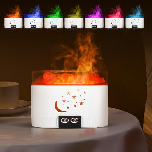 Diffuseur d'Arôme avec Lampe de Sel - Humidificateur d'air sans Fil pour Huiles Essentielles, Lampe de Cristal de Sel, 7 Couleurs, Purificateur d'air