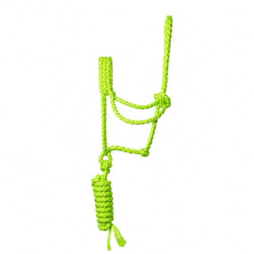 Mewl Braided Rope Halter with 8 Ft Lead Rope – Durable Horse Training Halter for Everyday Use (Lime)
