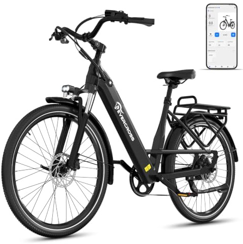 EVERCROSS Vélo Électrique Adulte 27.5, Moteur 250W avec Capteur de Couple, Batterie 36V 13Ah Amovible, Freins à Disque Hydrauliques, 7 Vitesses, Déverrouillage App et NFC, VTT Électrique Tout-Terrain