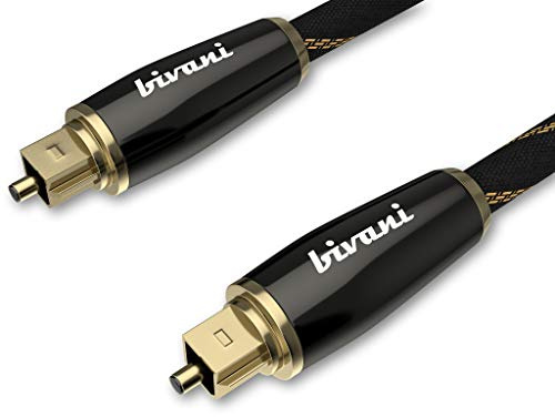bivani Premium 3 Meter Toslink Glasfaser Kabel - S/PDIF HQ Lichtwellenleiter - Optisch digitales Audiokabel -Lichtleiterkabel, vergoldete Stecker, Zinklegierung, Nylongewebe - Elite Series - 3M