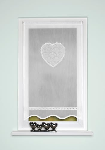 54517 Corazon, fönster-/dörrfäste, av Batist, böjd, med virkad kant, tunnelövertäckning, färg: Vit, mått (h x b): (100 x 90 cm)