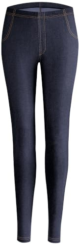 Nur Die Relax & Go Stretch Jeans Look Treggings with Pockets Comfort Waistband Skinny Fit Women, Dark Jeans, XL