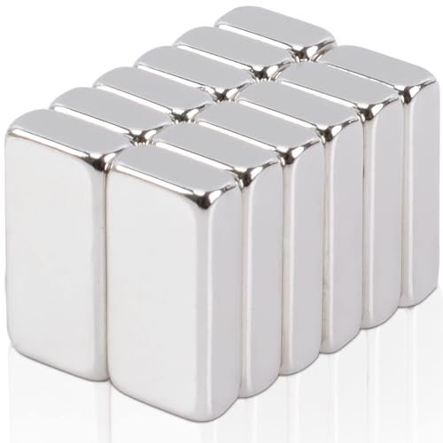MIN CI 12 Stück Magnete Stark, 20x10x3mm Kleine Magnete Starker Neodym Magnete für Magnettafel Küchenschrank Rechteckige Whiteboard Magnet Fotos Postkarte Büro