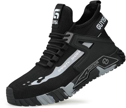 IYVW 907 Scarpe estive Leggere e Traspiranti con Punta in Acciaio per Unisex Adulto Nero 44.5 EU