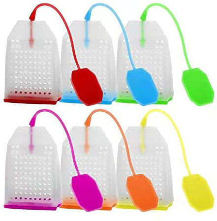 VOANZO 6 Stück Silikon-Tee-Ei wiederverwendbar, sicher lose Blätter, Teebeutel, Siebfilter (6 Farben)