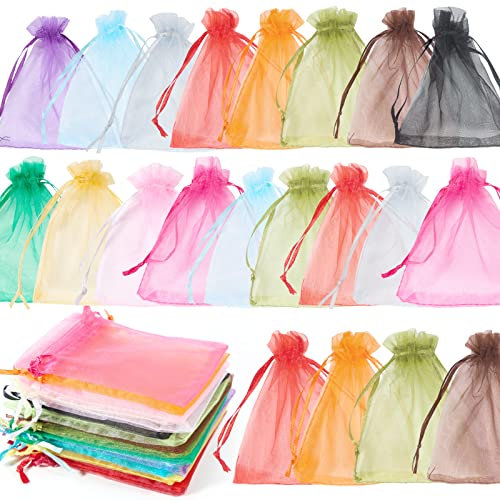 100 Pezzi Sacchetti Organza, 10x12cm Colore Trasparente Sacchetti Portaconfetti, Sacchetto per Gioielli, per Nozze Regalo Caramella Partito Bomboniere Comunione Matrimonio