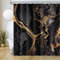 Uiiooazy Duschvorhang Marmor Schwarz, Duschvorhang Gold Marmoriert Duschvorhäng Anti Schimmel Wasserabweisend Polyester Stoff Waschbar Blickdicht Bad Vorhang mit 12 Haken für Badezimmer 180Bx180Hcm