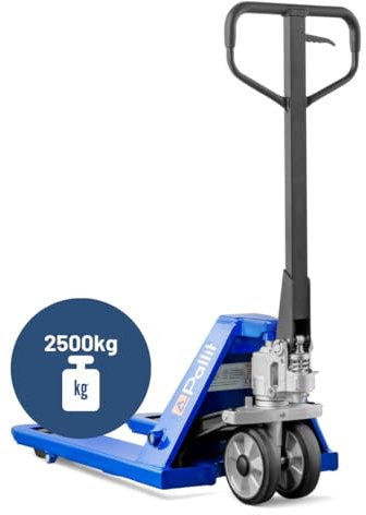 Pallit Hubwagen kurz 2500kg Tragkraft 800mm Gabellänge Profi-Gerät Gummi Rollen Palettenwagen Gabelhubwagen SIX-Short-R Kleiner Lagerwagen Tandem Reifen Handhubwagen aus Stahl