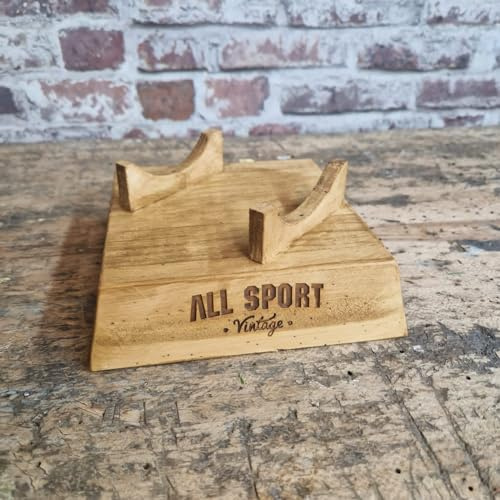 ALL SPORT VINTAGE Fyrkantig ballongbas i massivt trä - för rugbyboll, amerikansk fotboll - Junior. Franskt varumärke.