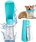 550ml Tragbare Haustier Trinkflasche, 150°klappbare Ausführung, Hundetrinkflasche für Unterwegs,Drehbare Wassersperrfunktion (Lake Blue, 550ml)