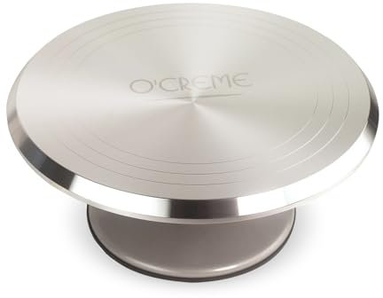 O’Creme Cake Turntable Stand, 12 inch – Heavy-Duty Aluminum Alloy Rotating Turn Table Display Lazy Susan for Decorating Cakes & Cupcakes with Non-Slip Base- Ideal for Weddings, Birthdays