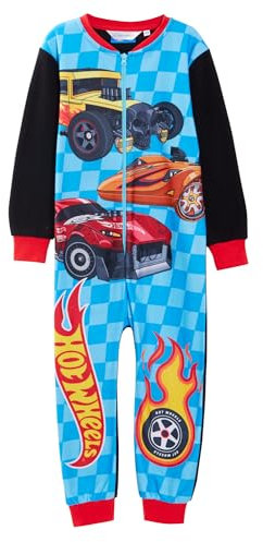 Hot Wheels Jungen-Einteiler Kinder, Fleece-All-in-One-Kinder-Rennwagen-Pyjama, Warmer Schlafanzug
