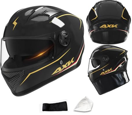 PAESCOY Motorradhelm Damen Herren Full Face Helm Retro Klapphelm DOT/ECE-Zertifizierter Mit Anti-Fog Sonnenblende Helm Motorrad Downhill Helm Mopedhelm Schutzhelm Für Cruiser Chopper,Black-55~62CM