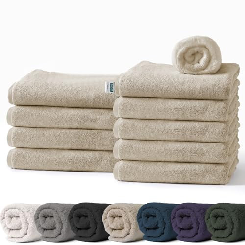 KARAT 10er Pack Seiftücher Beige 30 x 30 cm aus 100% Baumwolle, Oeko-Tex 100 Zertifiziert, Frottier Waschlappen Set, Handtuch (Bay)