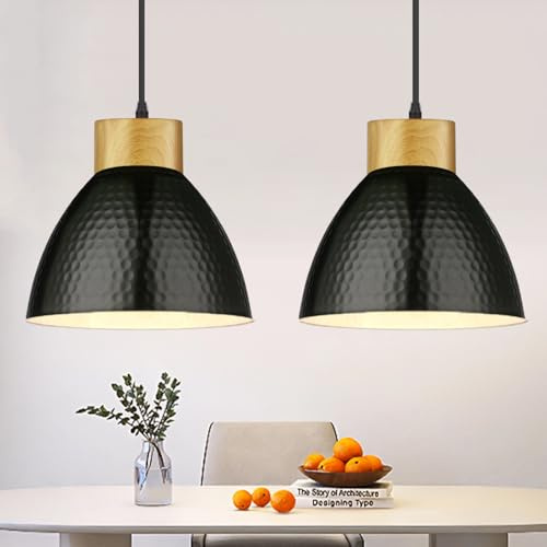 Seruno X Black Pendant Light Fitting with Metal Shade, 140CM Adjustable Cable, E27 Lamp Holer Light Pendant, Ceiling Lighting Fixtures for Kitchen