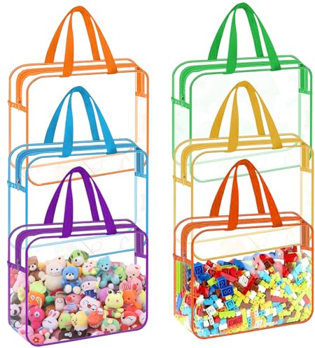 TOWEBOORY Lot de 6 Trousse de Toilette Transparente, Sac Cosmétique de Maquillage de Voyage Sacs de Rangement Transparents en PVC avec Fermeture éclair pour Les Hommes de Femmes