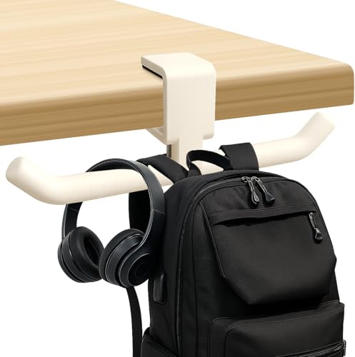 80-lb Heavy-Duty Bag Hook for Desk or Table,Adjustable Purse Hanger,Purse Hook,Backpack Holder for Table & Handbag Hanger,Space-Saving Organizer for Classroom, Dorm Office,Home,and Cafe Tables (White)