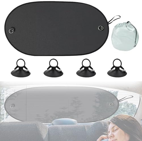 100x50 cm Parasol para Coche Universal, Parasol Coche Lateral con Potente Ventosa, Parasol Ventanas Traseras Coche, Protección UV,con 4 ventosas y 1 Bolsa de Almacenamiento